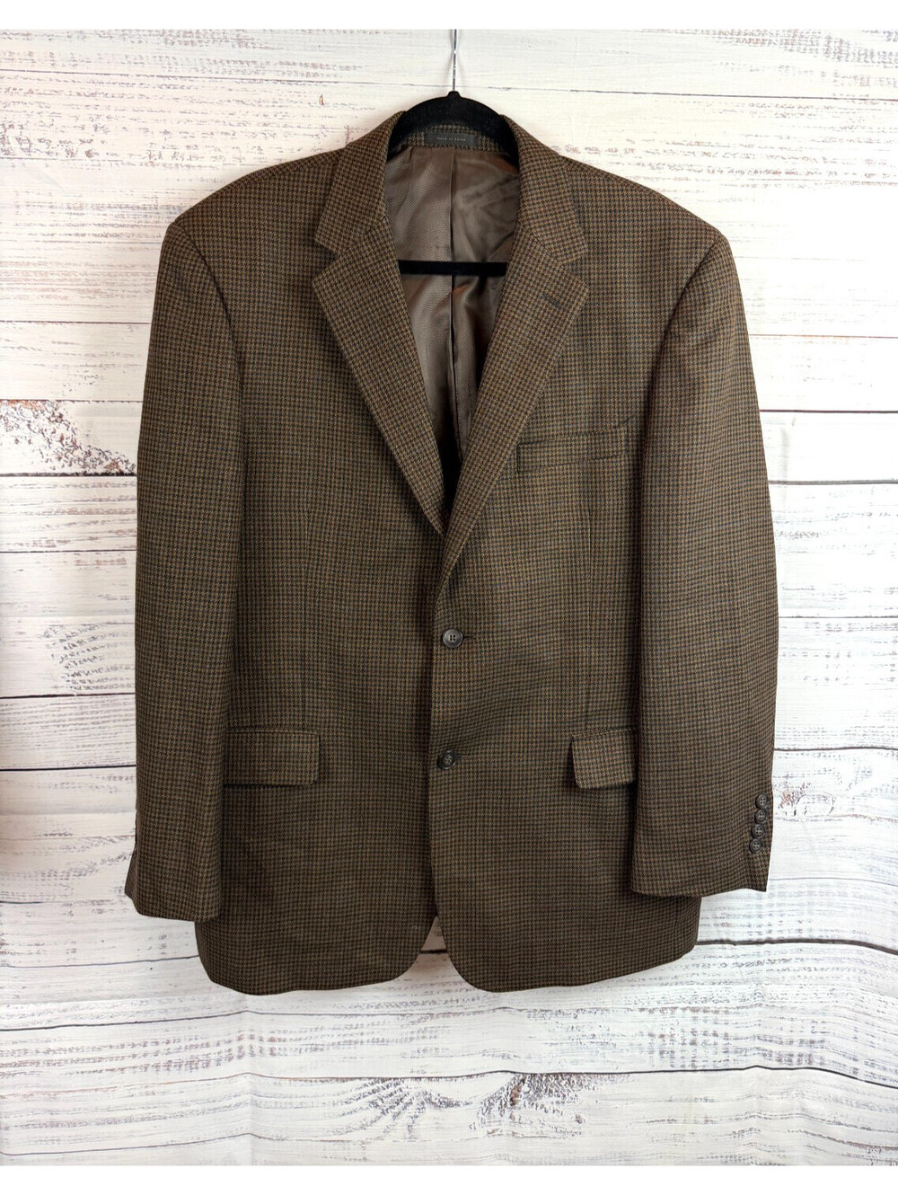 FUMAGALLI brown check 100% worsted wool mens suit jacket blazer 44R